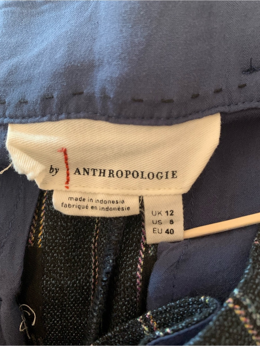 Anthropologie Wide-Leg Pinstripe Trousers in Navy Blue - Picture 4 of 4